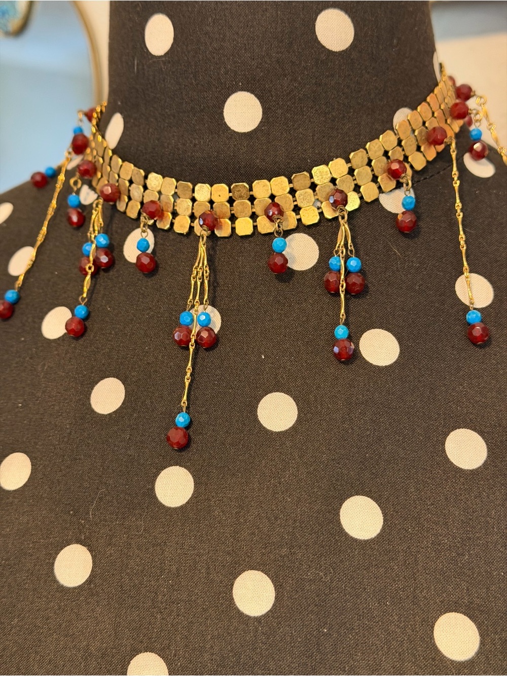 Vintage Laura Vogel New York Gold-Tone Mesh Statement Necklace
